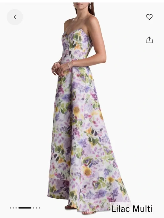 Badgley Mischka Floral Taffeta Strapless Gown. NWT - Picture 3 of 10